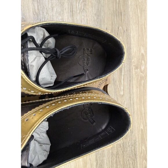Dr. Doc Martens Gold Pewter Wingtip Shoes W10 M9 Goth Punk Greaser Rockabilly - Picture 7 of 12